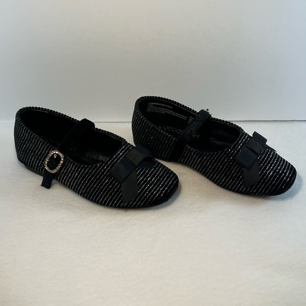 INC International Concepts London Bow Black Flats Size 11 US Girls